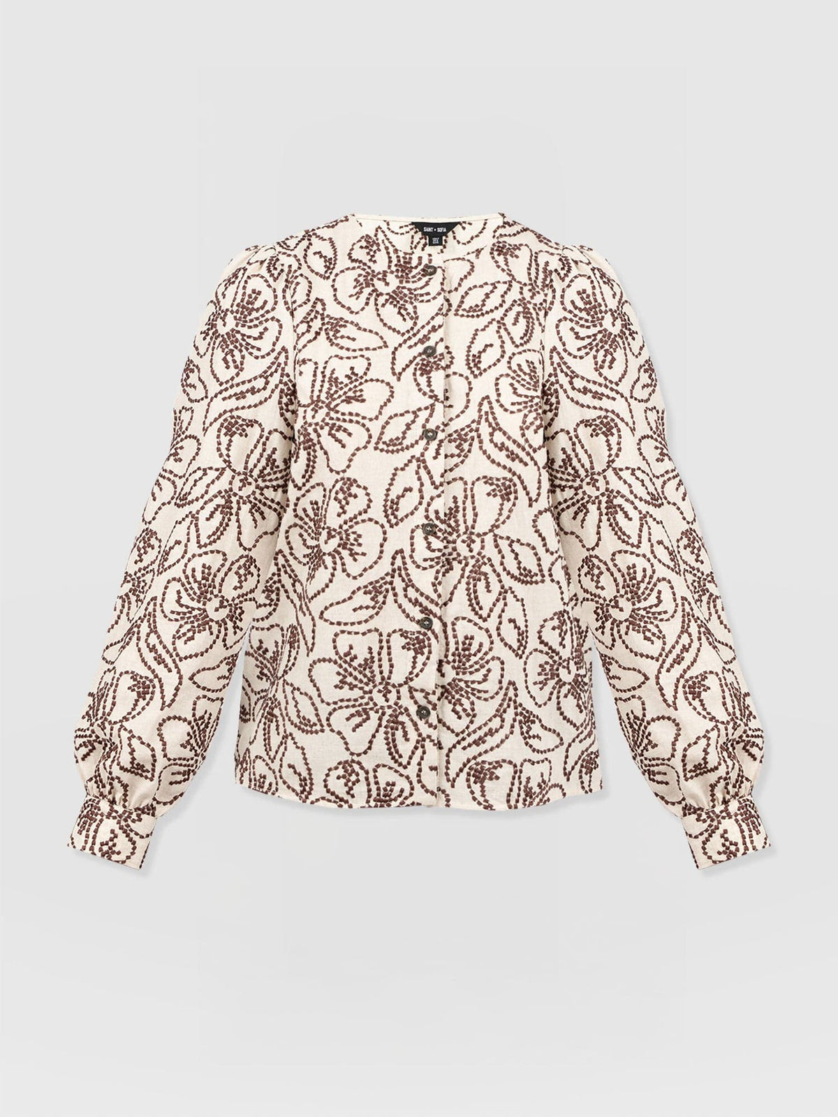 Tabitha Blouse - Cream/Brown