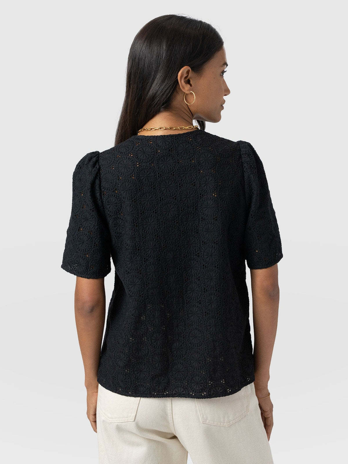 Tabitha Short Sleeve Blouse - Black
