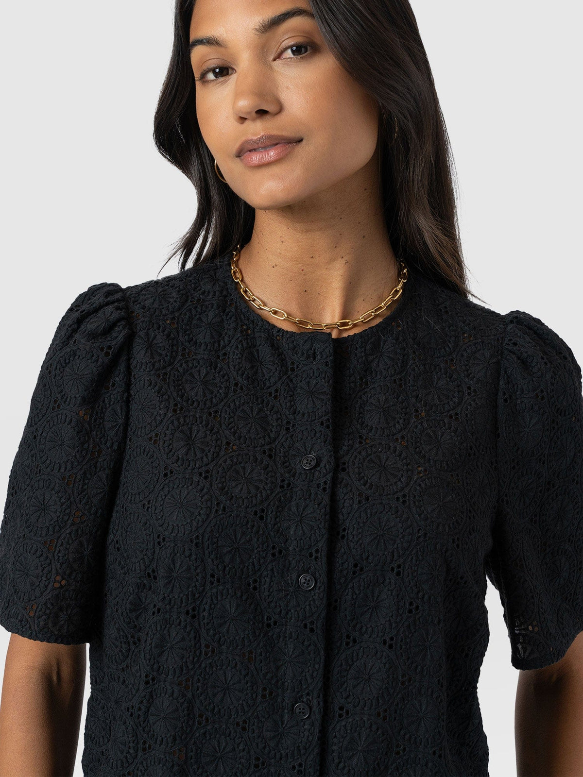 Tabitha Short Sleeve Blouse - Black