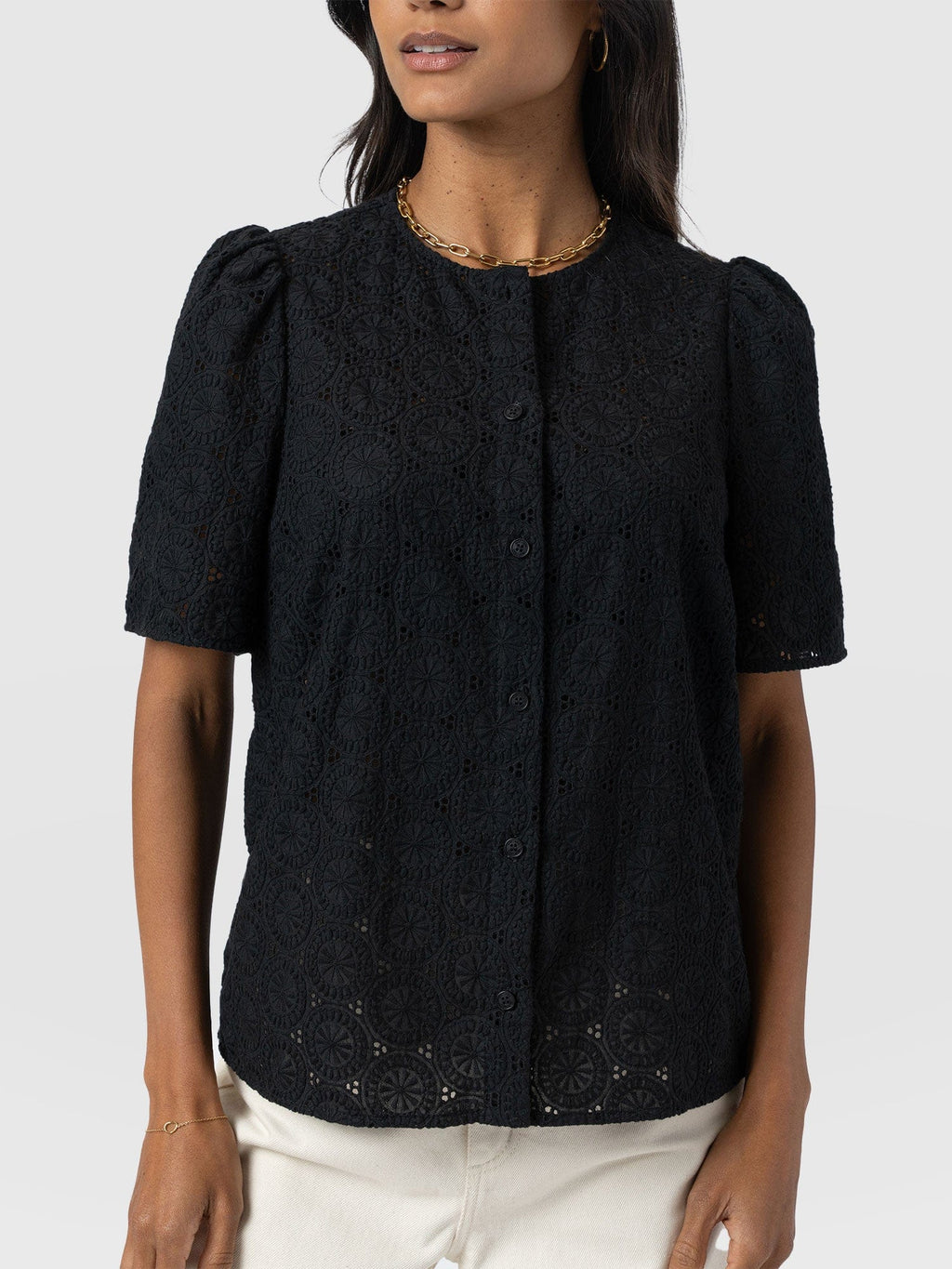 Tabitha Short Sleeve Blouse - Black
