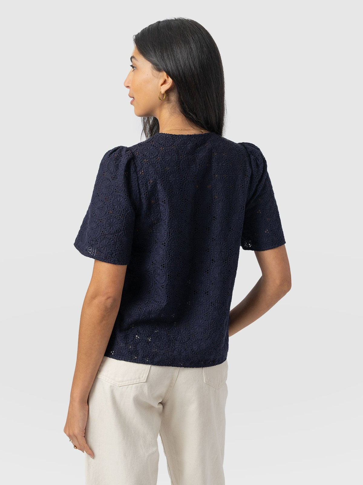 Tabitha Short Sleeve Blouse - Navy