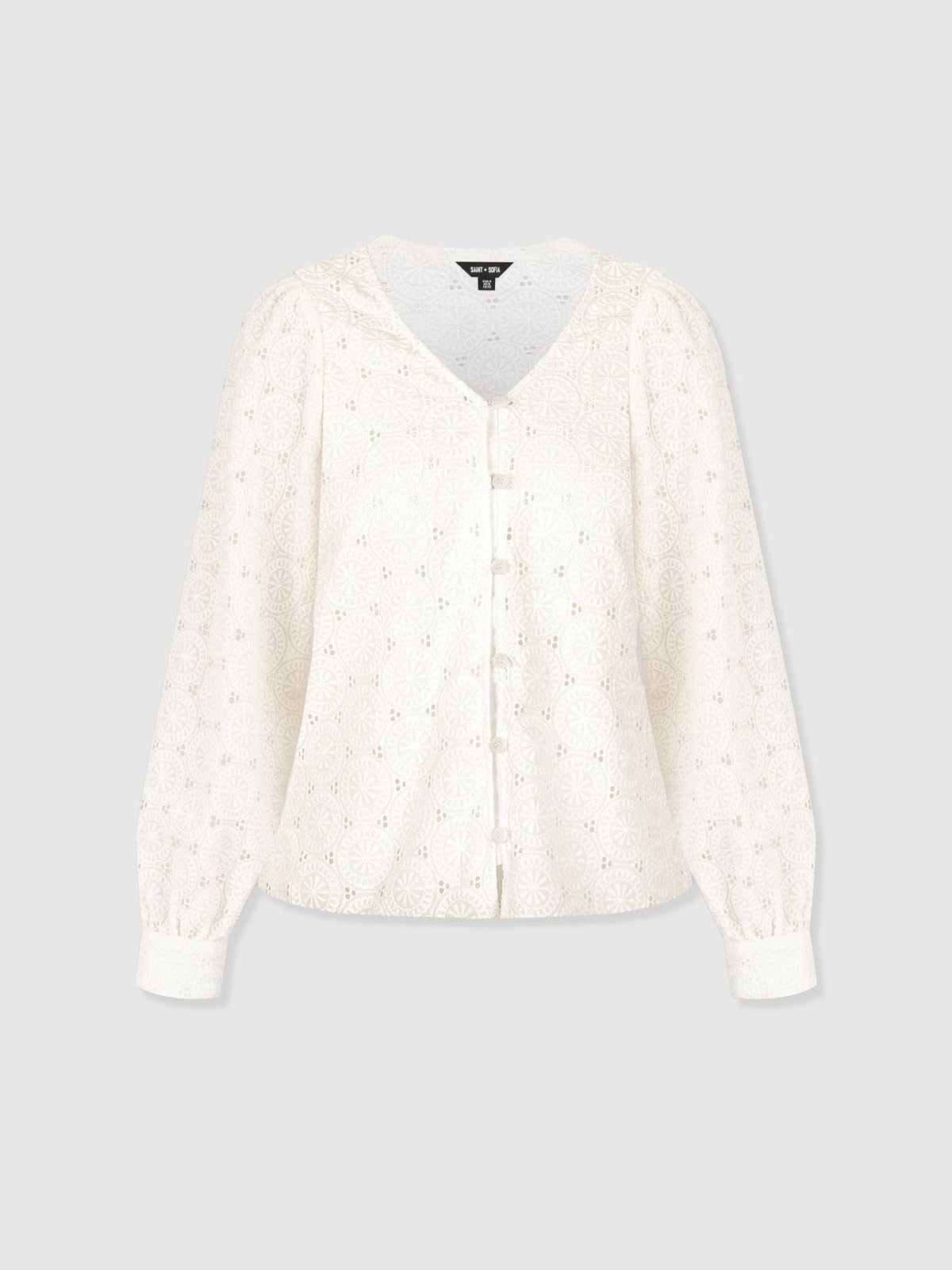 Tabitha V Neck Blouse - Cream Broderie