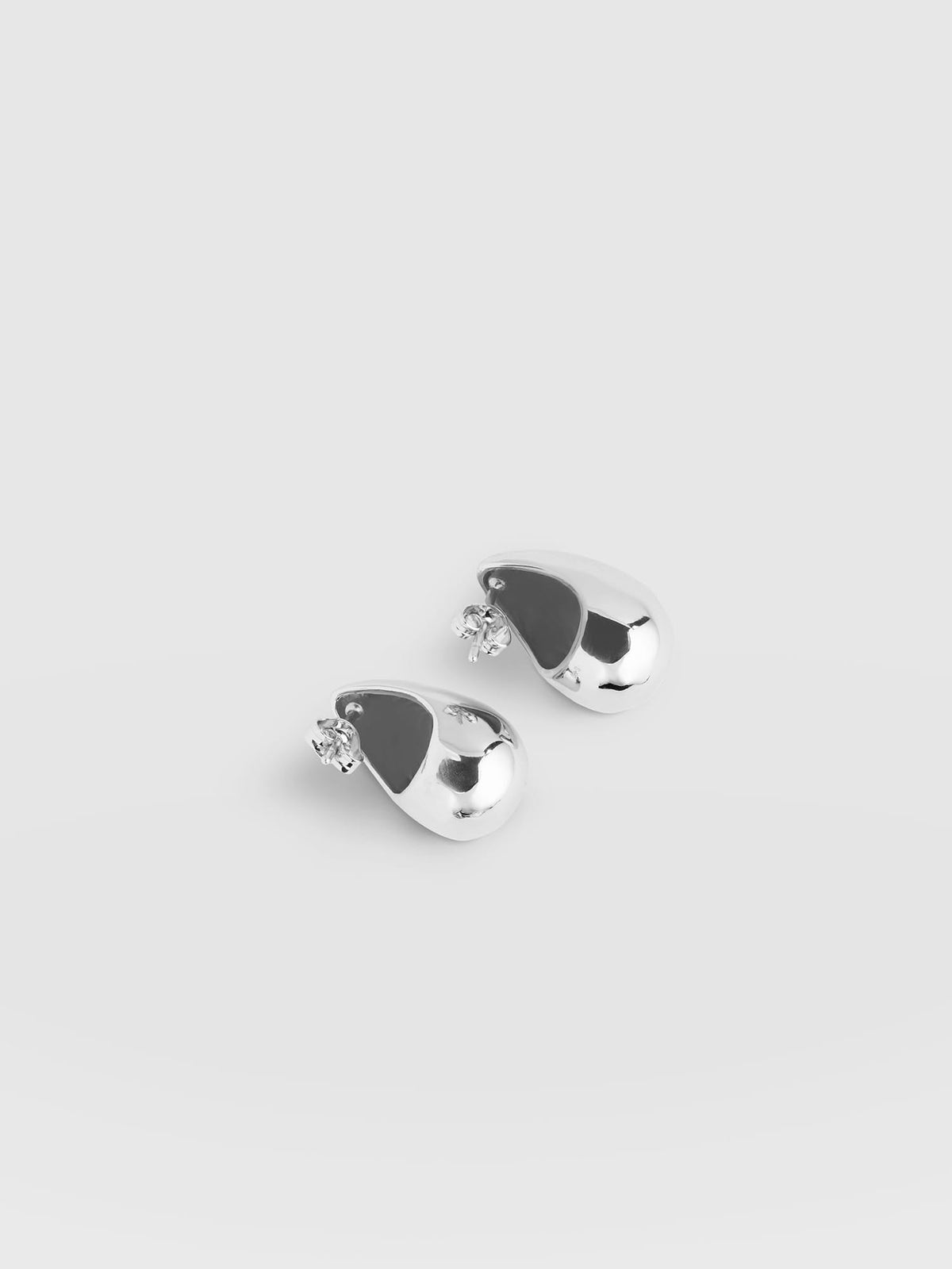 Teardrop Hammered Earrings - Silver