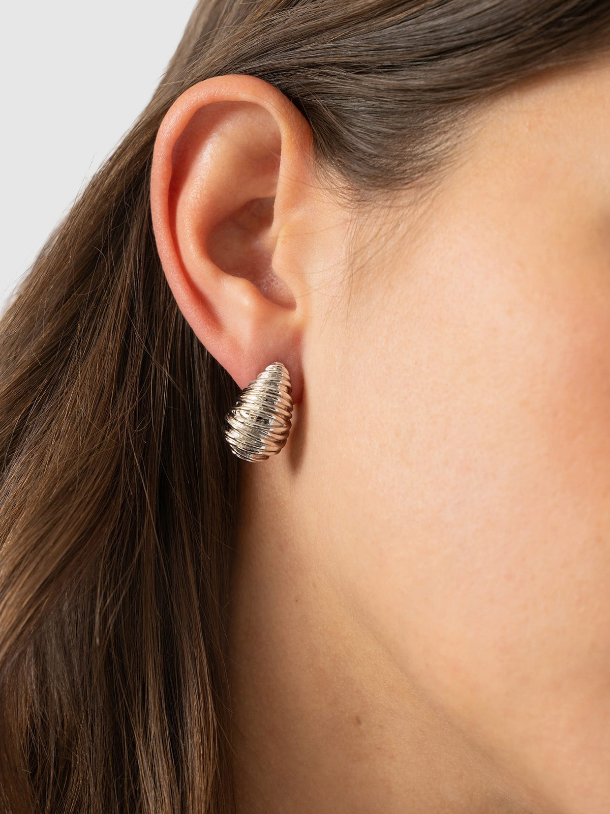 Teardrop Swirl Earrings - Silver