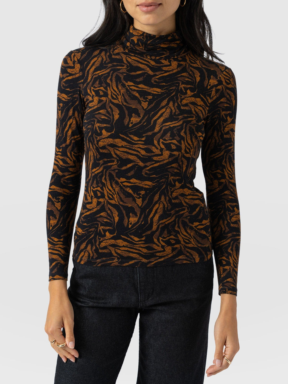 Tempest Roll Neck - Brown Zebra