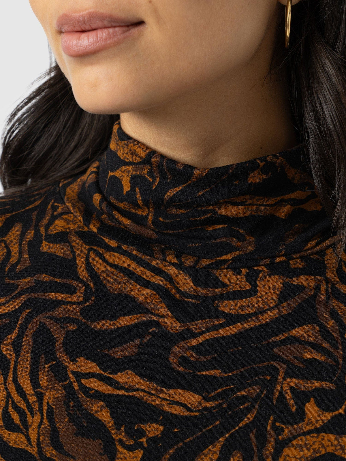 Tempest Roll Neck - Brown Zebra