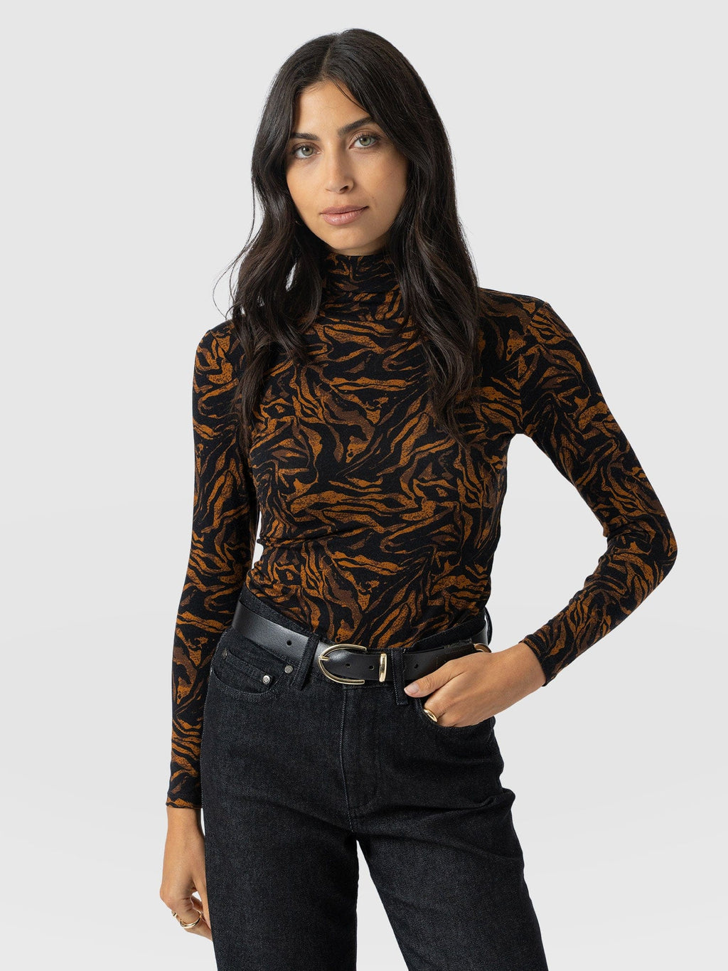 Tempest Roll Neck - Brown Zebra