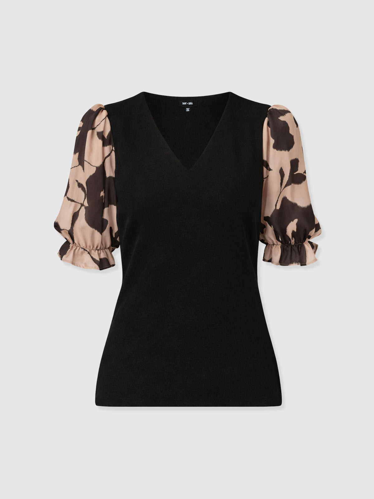 Tori Puff Sleeve Top - Brown Floral
