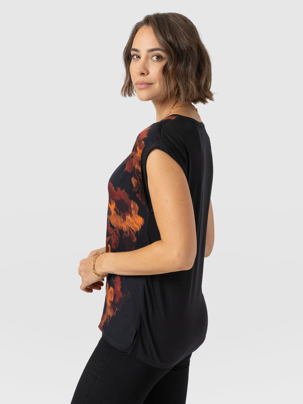 Turn Up Contrast Tee - Autumn Floral
