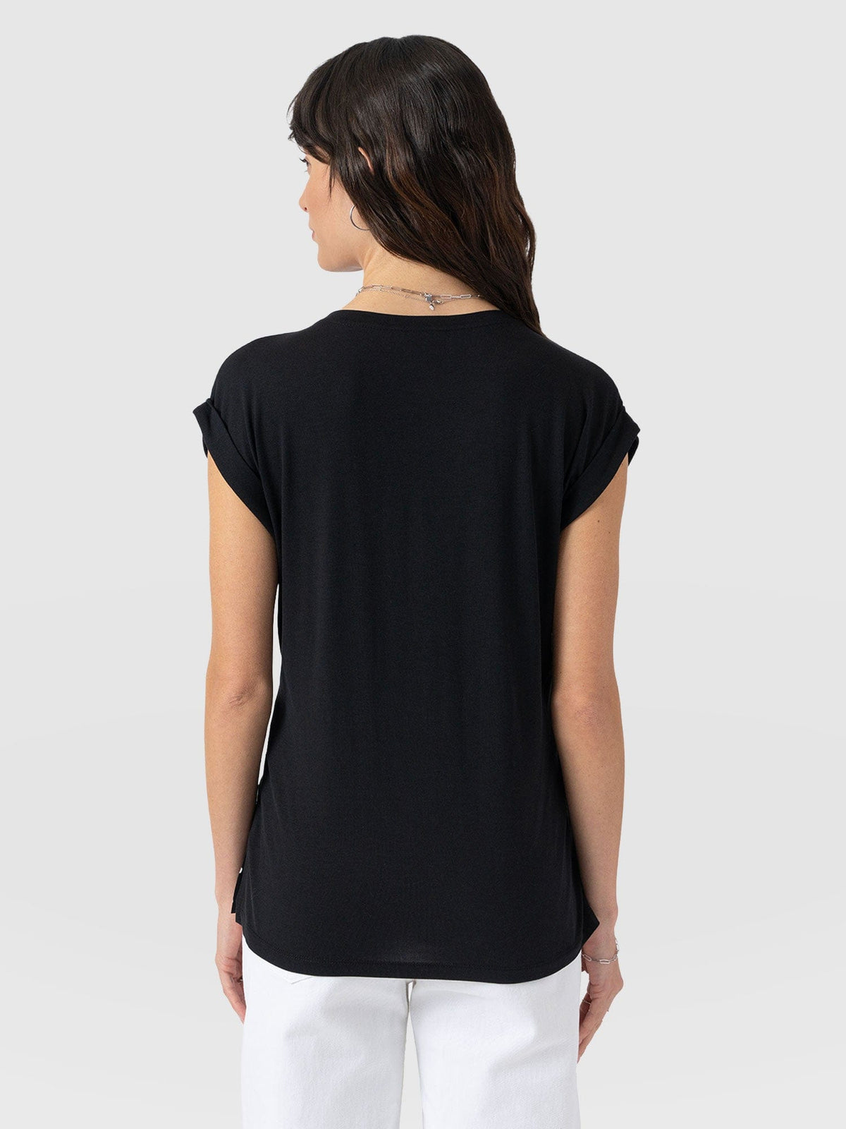 Turn Up Contrast Tee - Black Polka Dot