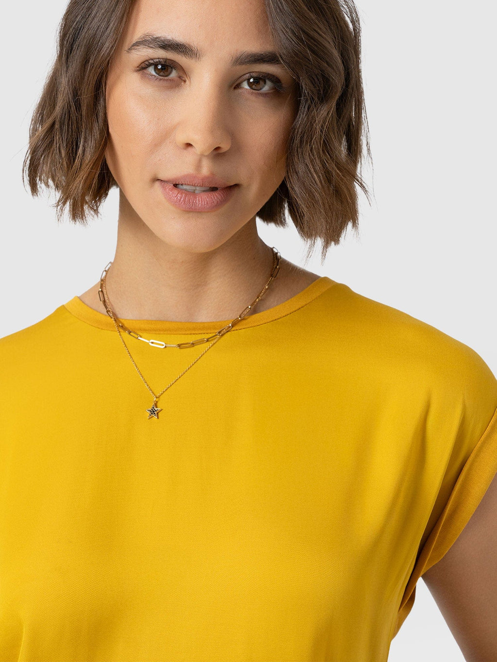 Turn Up Contrast Tee - Golden Yellow