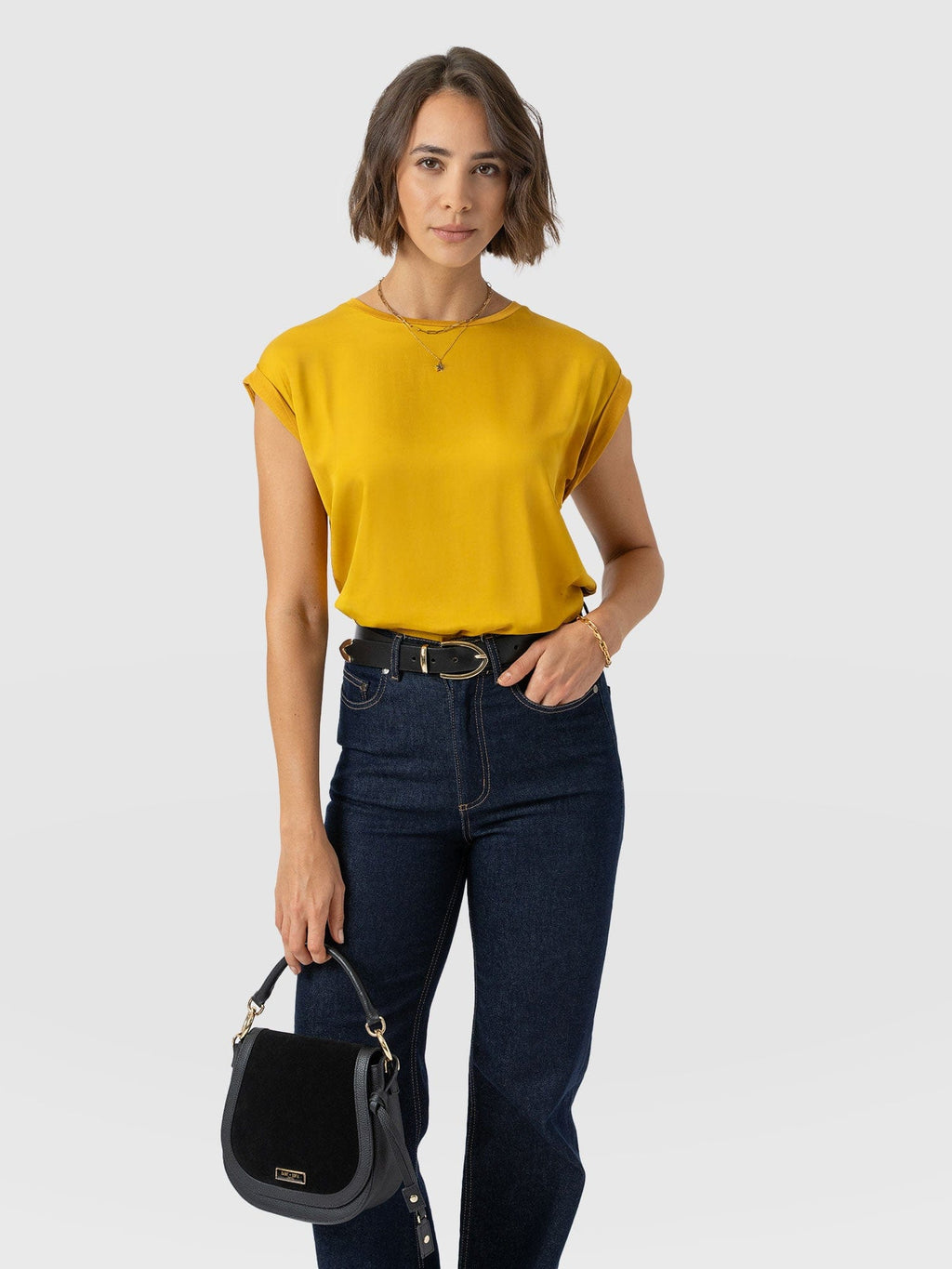 Turn Up Contrast Tee - Golden Yellow