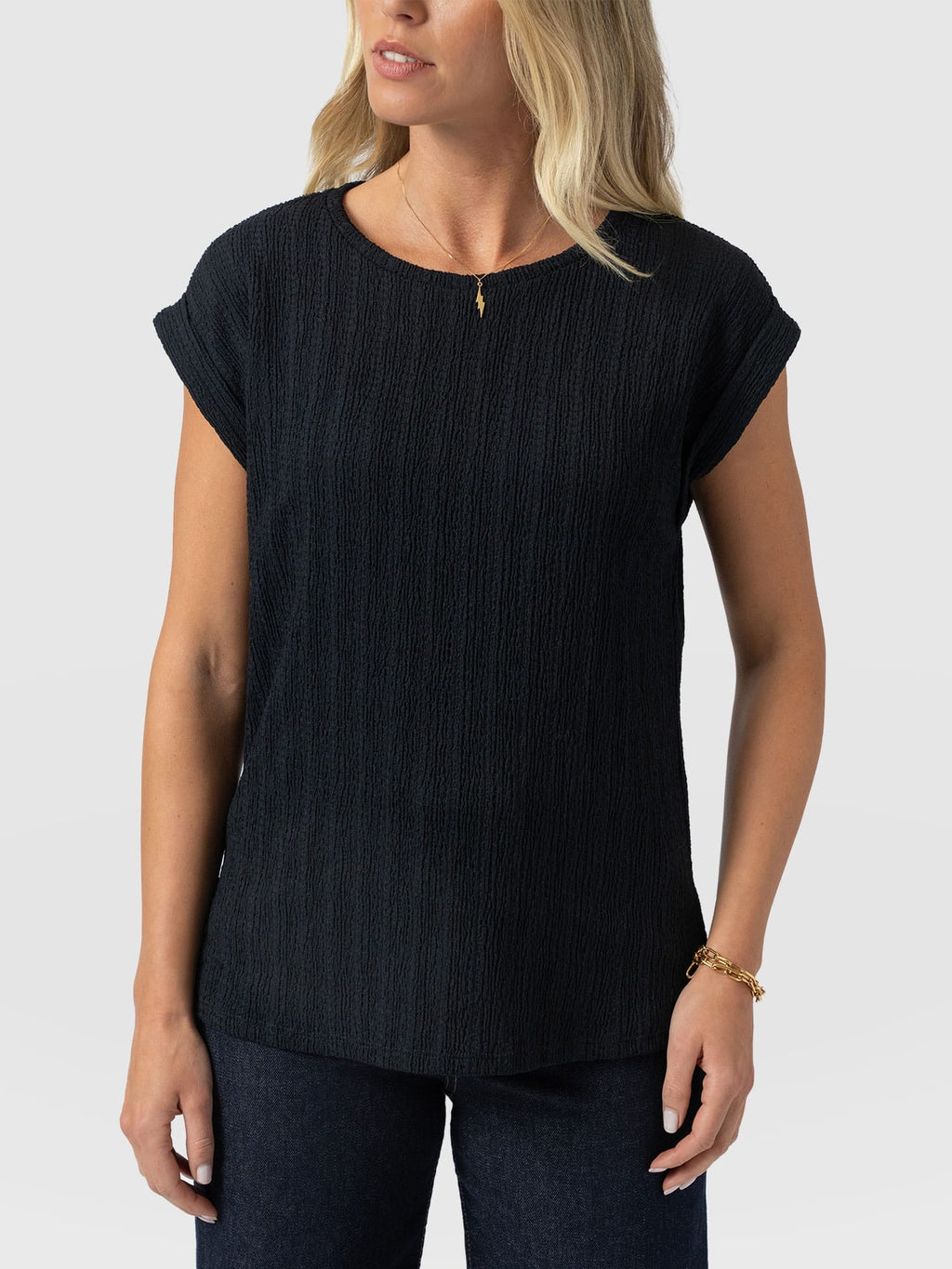 Turn Up Tee - Black Textured