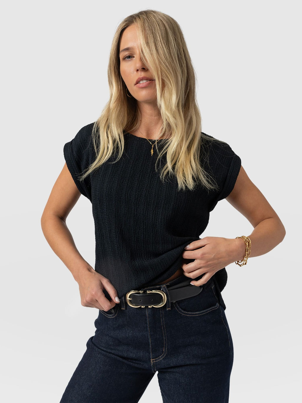 Turn Up Tee - Black Textured