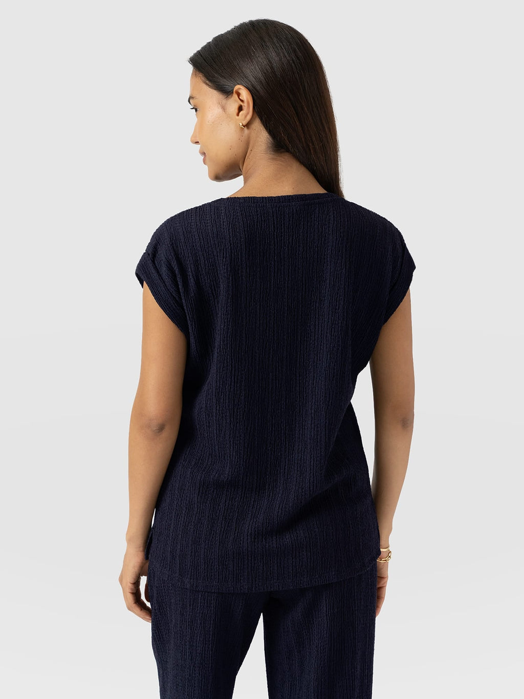 Turn Up Tee - Navy Textured