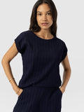 Turn Up Tee - Navy Textured
