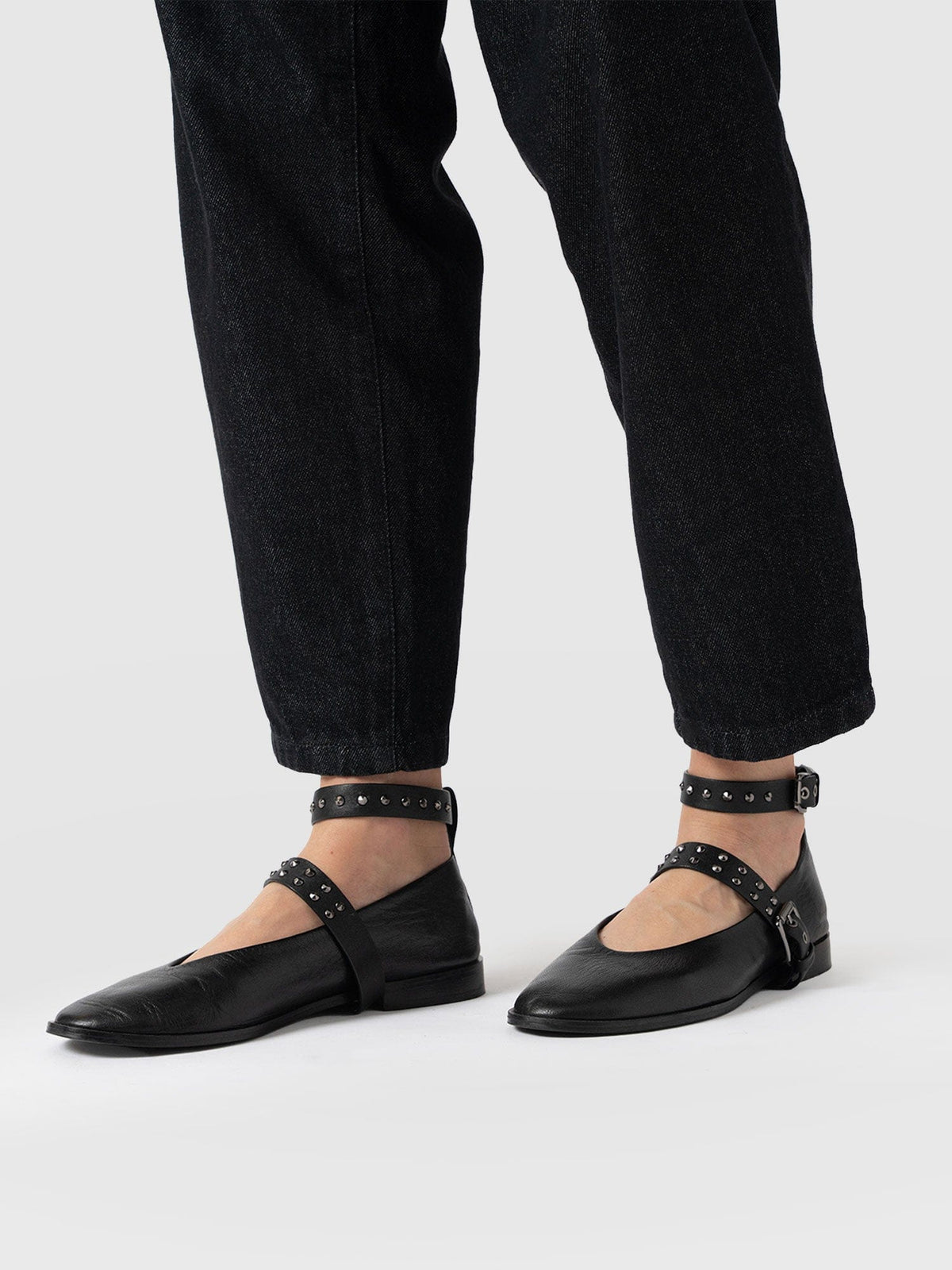 Vega Studded Ballerina Flats - Black