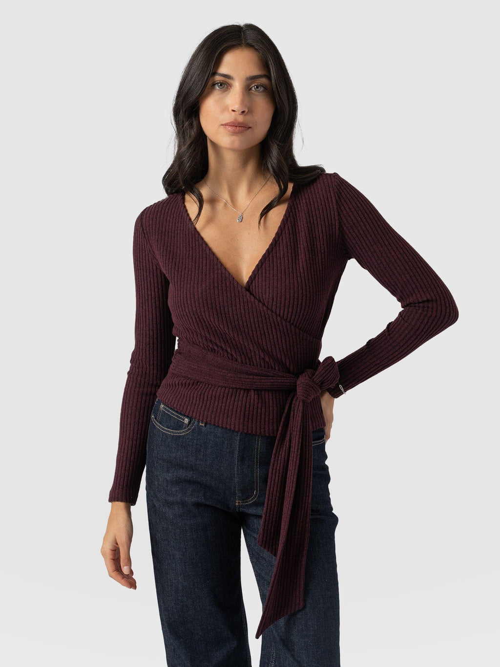 Hoxton Rib Top - Burgundy