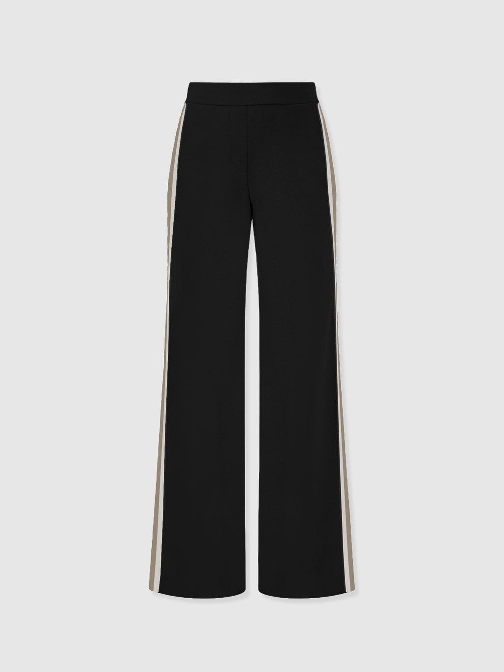 Hoxton Wide Leg Pant - Black - Cream/Beige Stripe