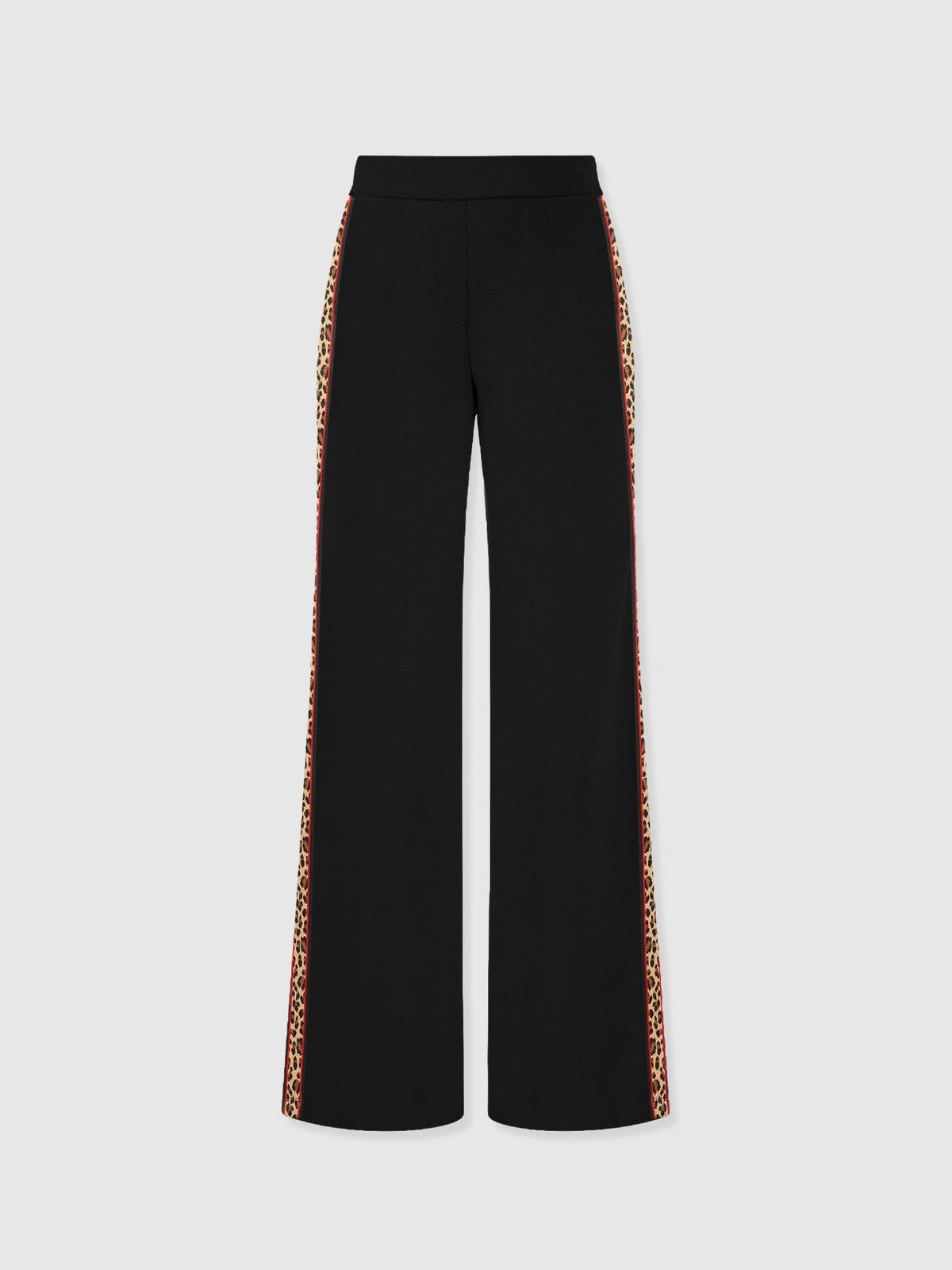 Hoxton Wide Leg Pant - Black - Leopard