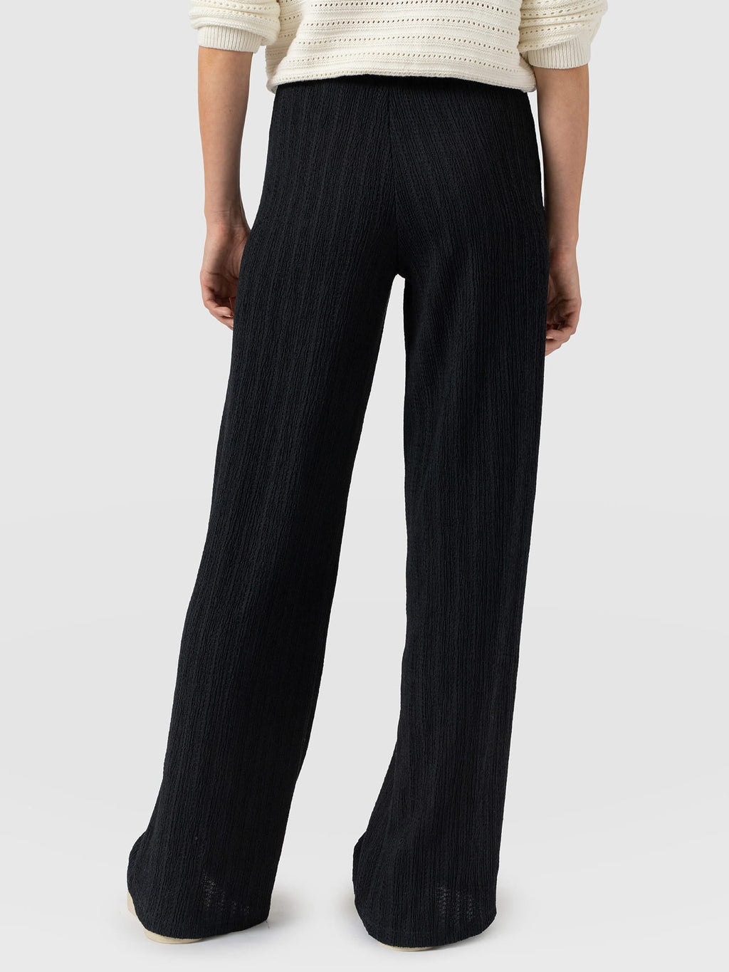 Hoxton Wide Leg Pant - Black Textured