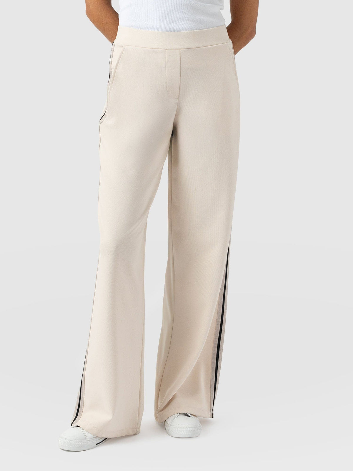 Hoxton Wide Leg Pant - Cream - Black Stripe