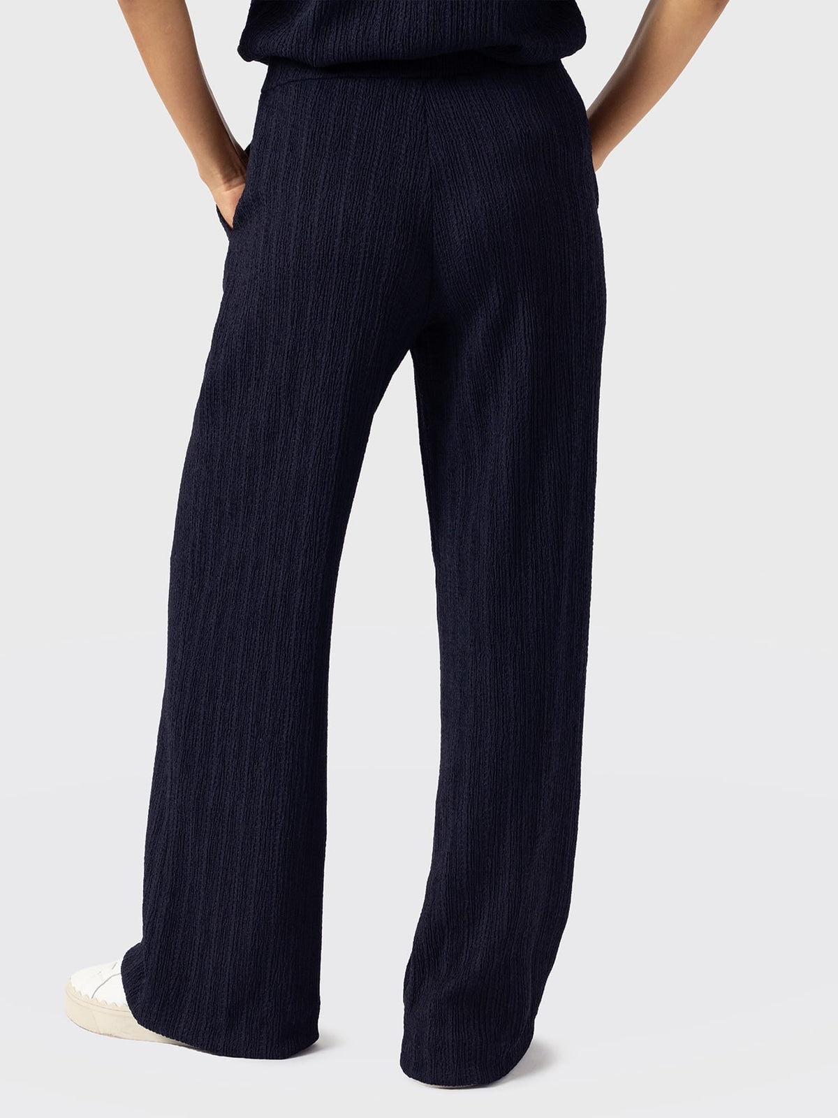 Hoxton Wide Leg Pant - Navy Textured