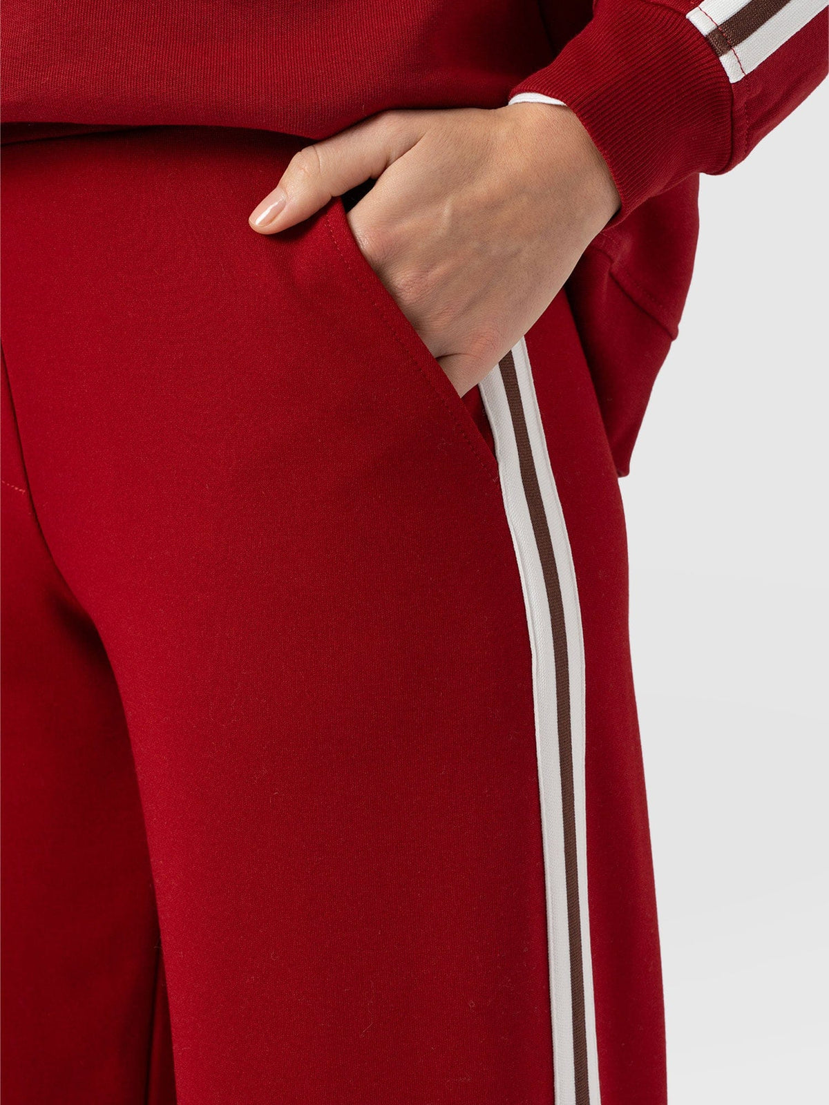 Hoxton Wide Leg Pant - Red - Brown Stripe