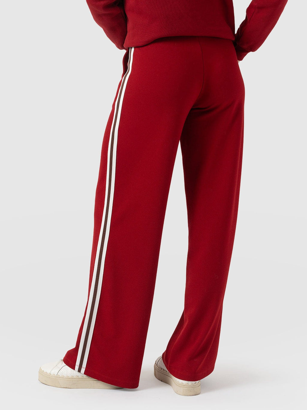 Hoxton Wide Leg Pant - Red - Brown Stripe