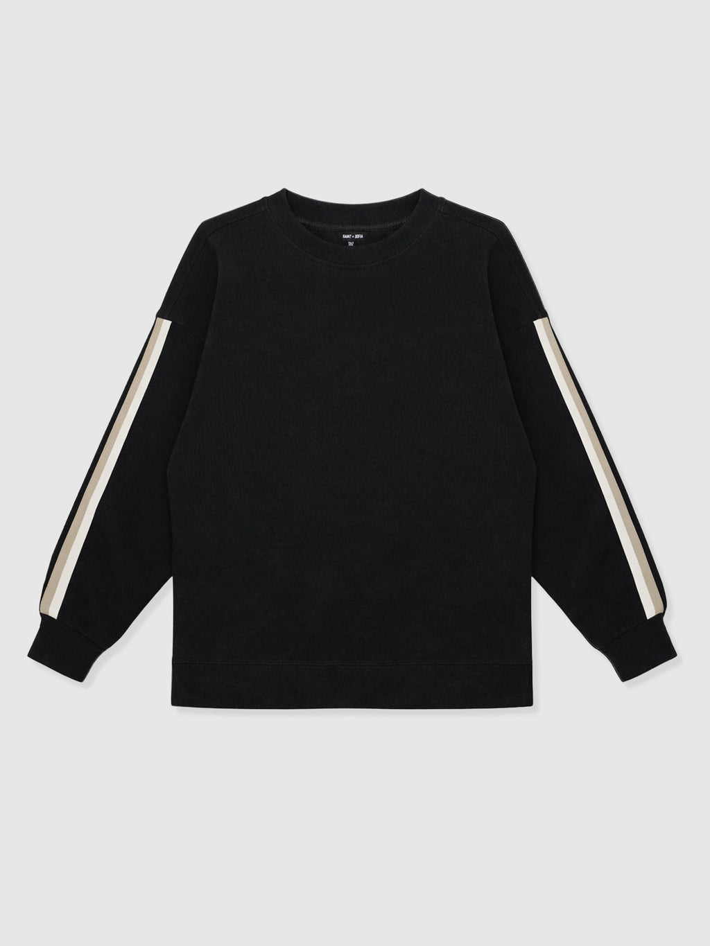 Hoxton Sweatshirt - Black - Cream/Beige Stripe