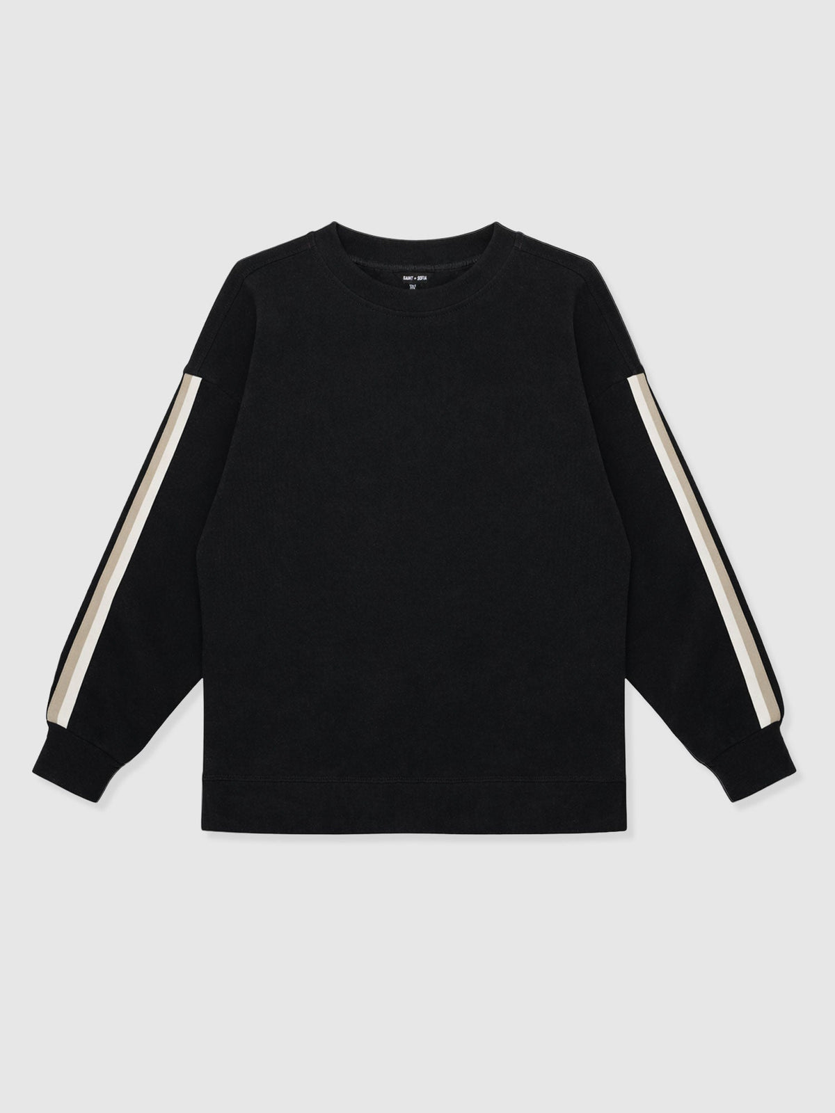 Hoxton Sweatshirt - Black - Cream/Beige Stripe