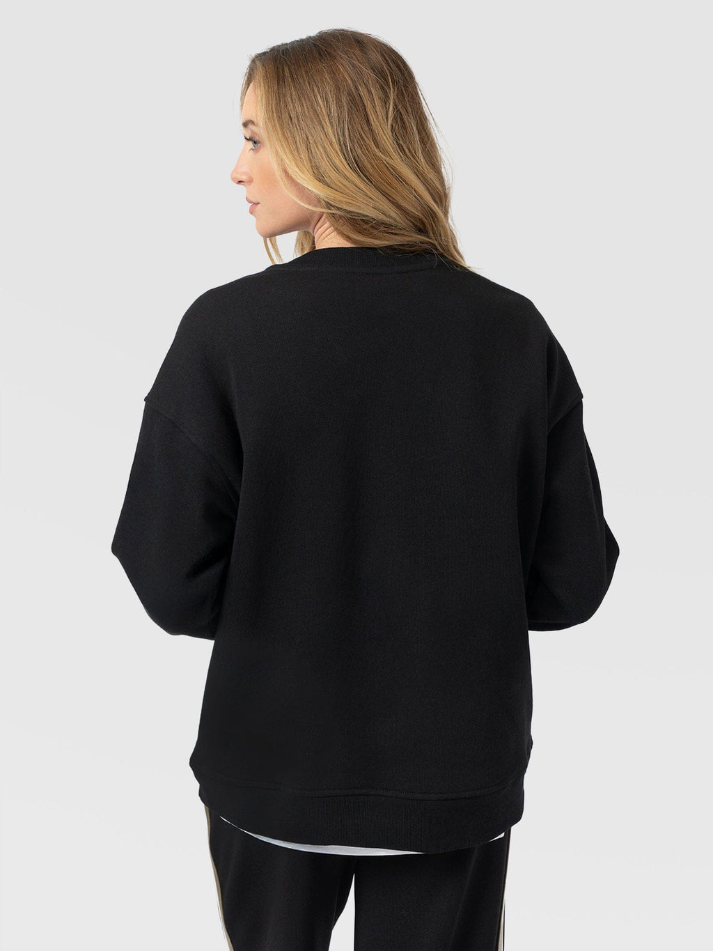 Hoxton Sweatshirt - Black - Cream/Beige Stripe