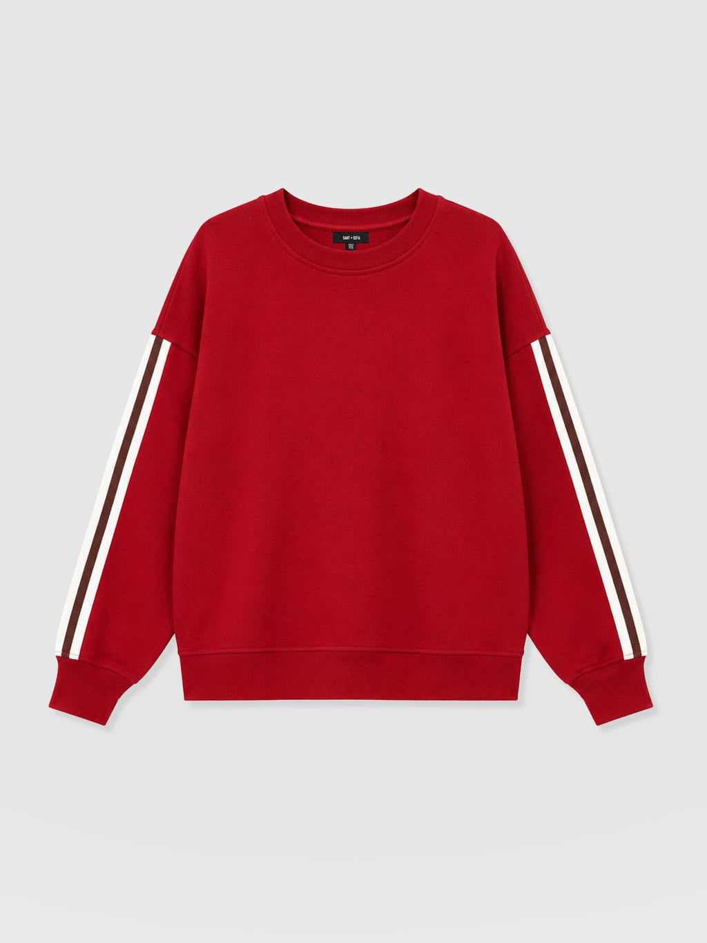 Hoxton Sweatshirt - Red - Brown Stripe