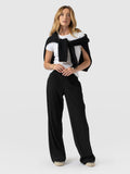 Hoxton Wide Leg Pant - Black Rib