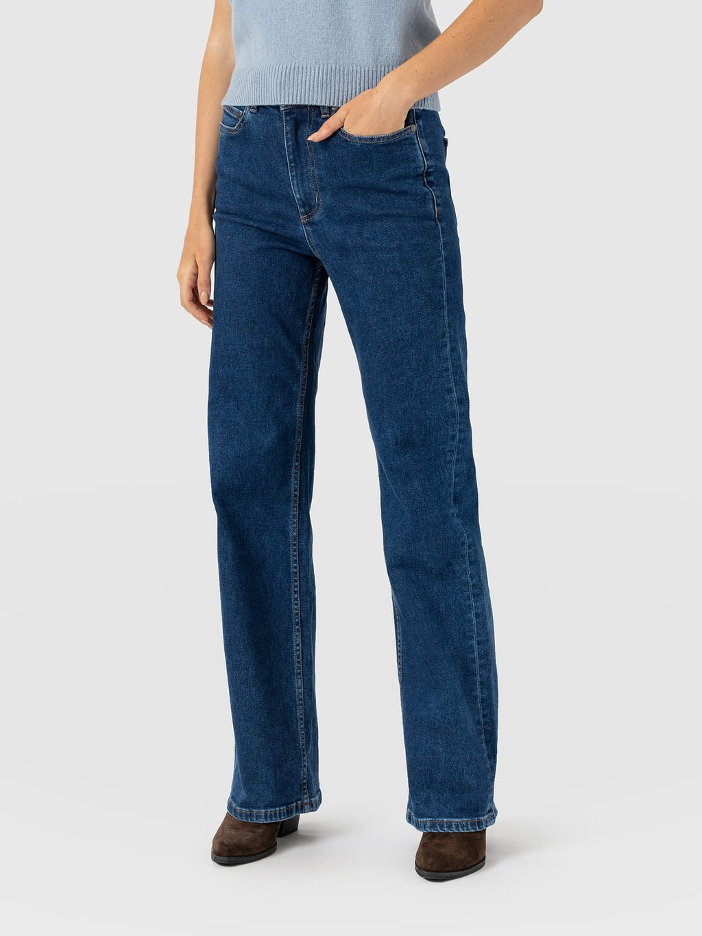 Wide Leg Jean - Mid Blue