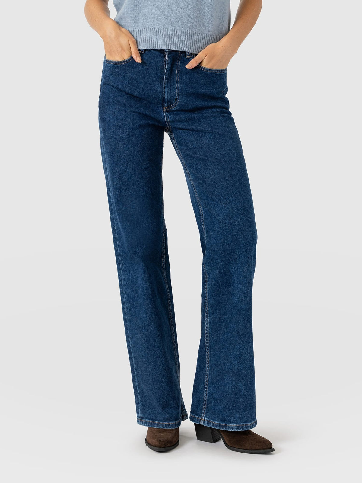 Wide Leg Jean - Mid Blue