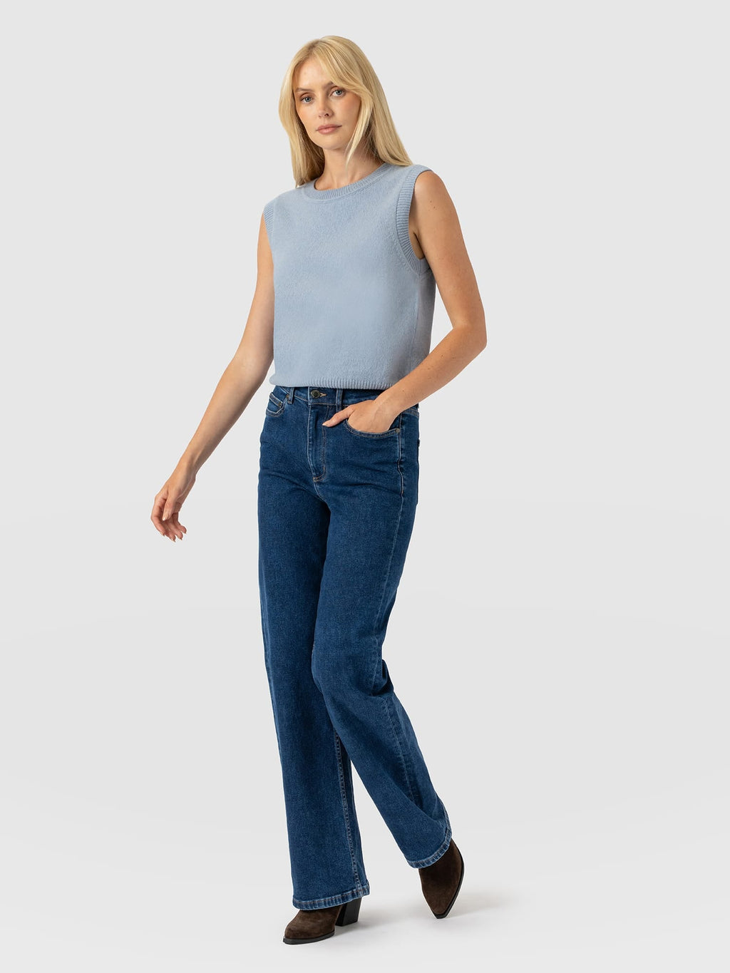Wide Leg Jean - Mid Blue