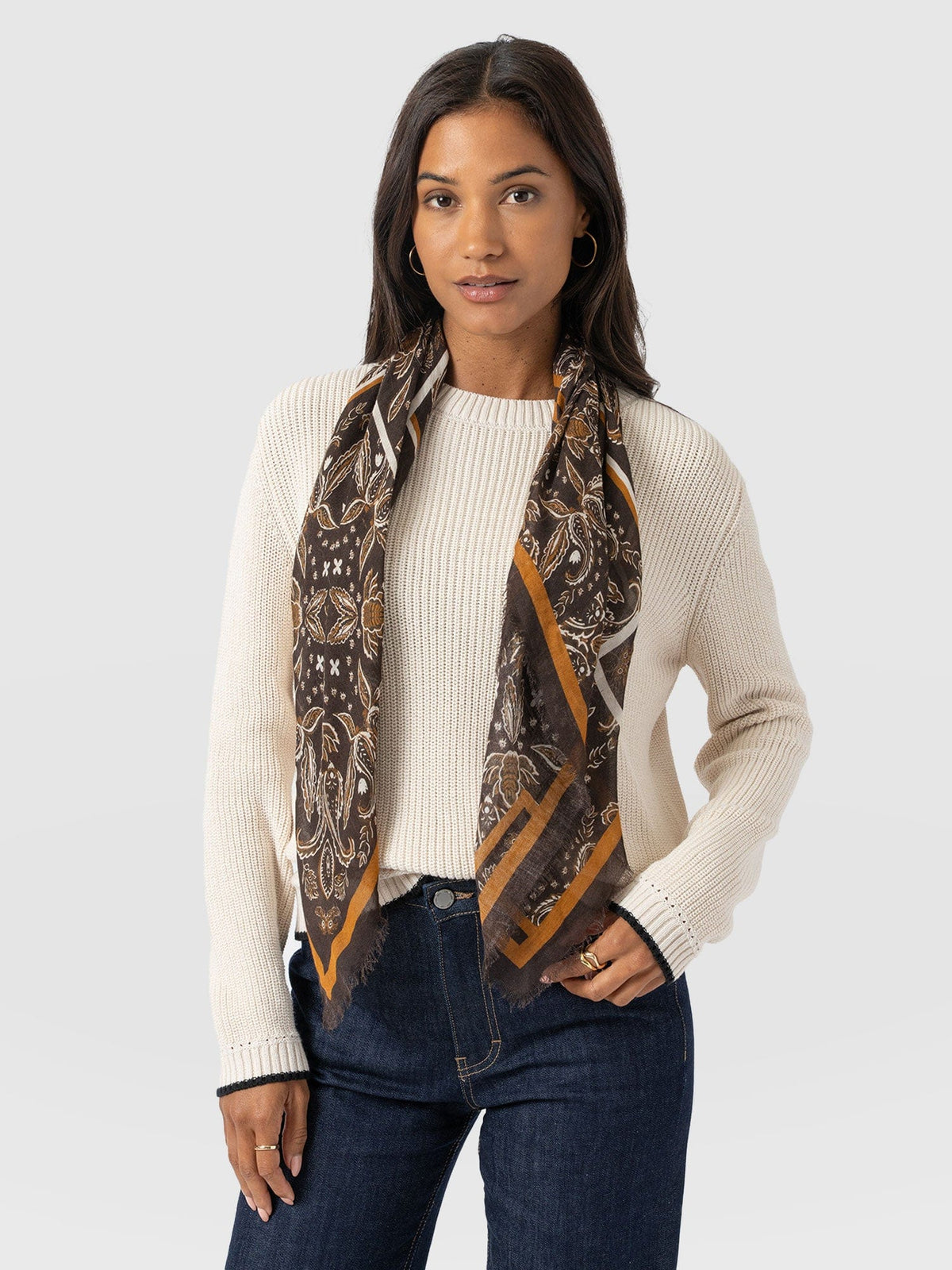 Wren Paisley Scarf - Brown